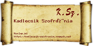 Kadlecsik Szofrónia névjegykártya